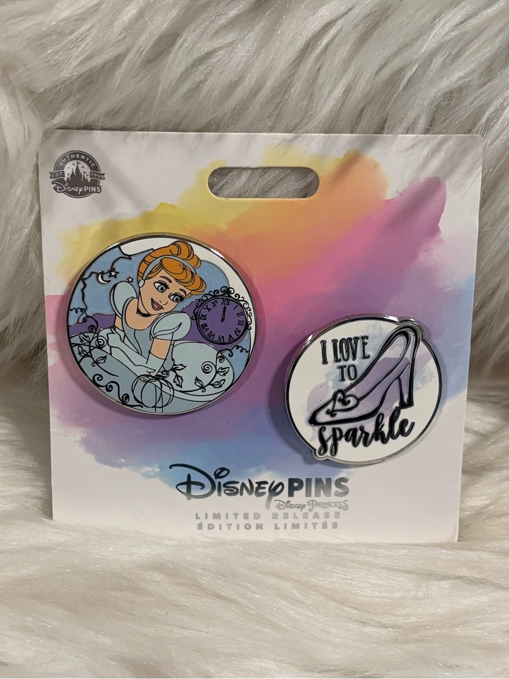 Disney Princess Cinderella "I Love To Sparkle" 2 Pin Set
